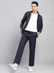 Men Blue Solid High Neck Full Sleeve Tracksuit