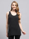 Women Black Solid Round Neck Sleeveless Thermal Vest