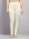 Women Cream Solid Regular Fit Thermal Lower
