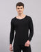 Men Black Solid Round Neck Full Sleeve Thermal Vest