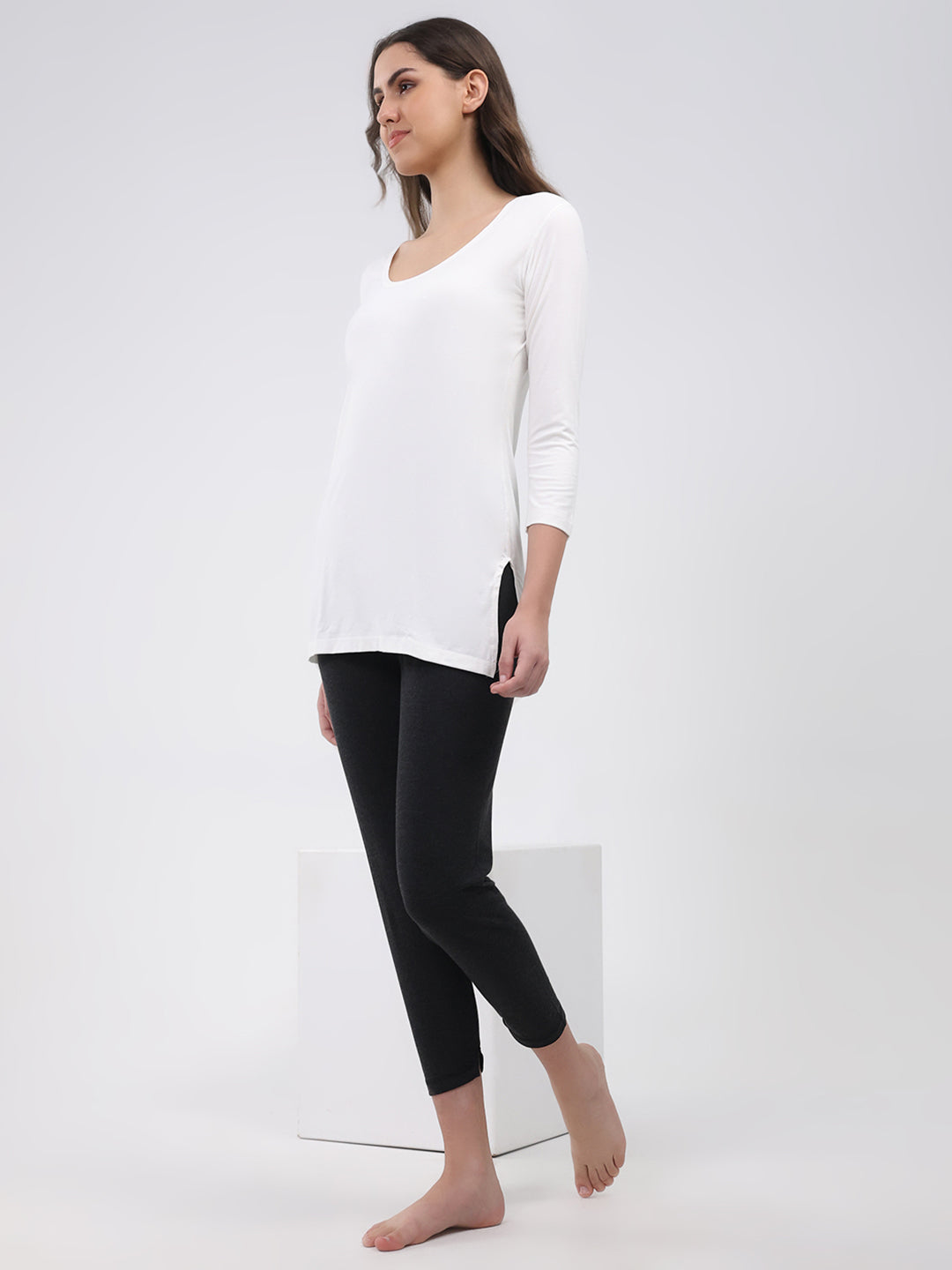 Women Black Solid Thermal Lower