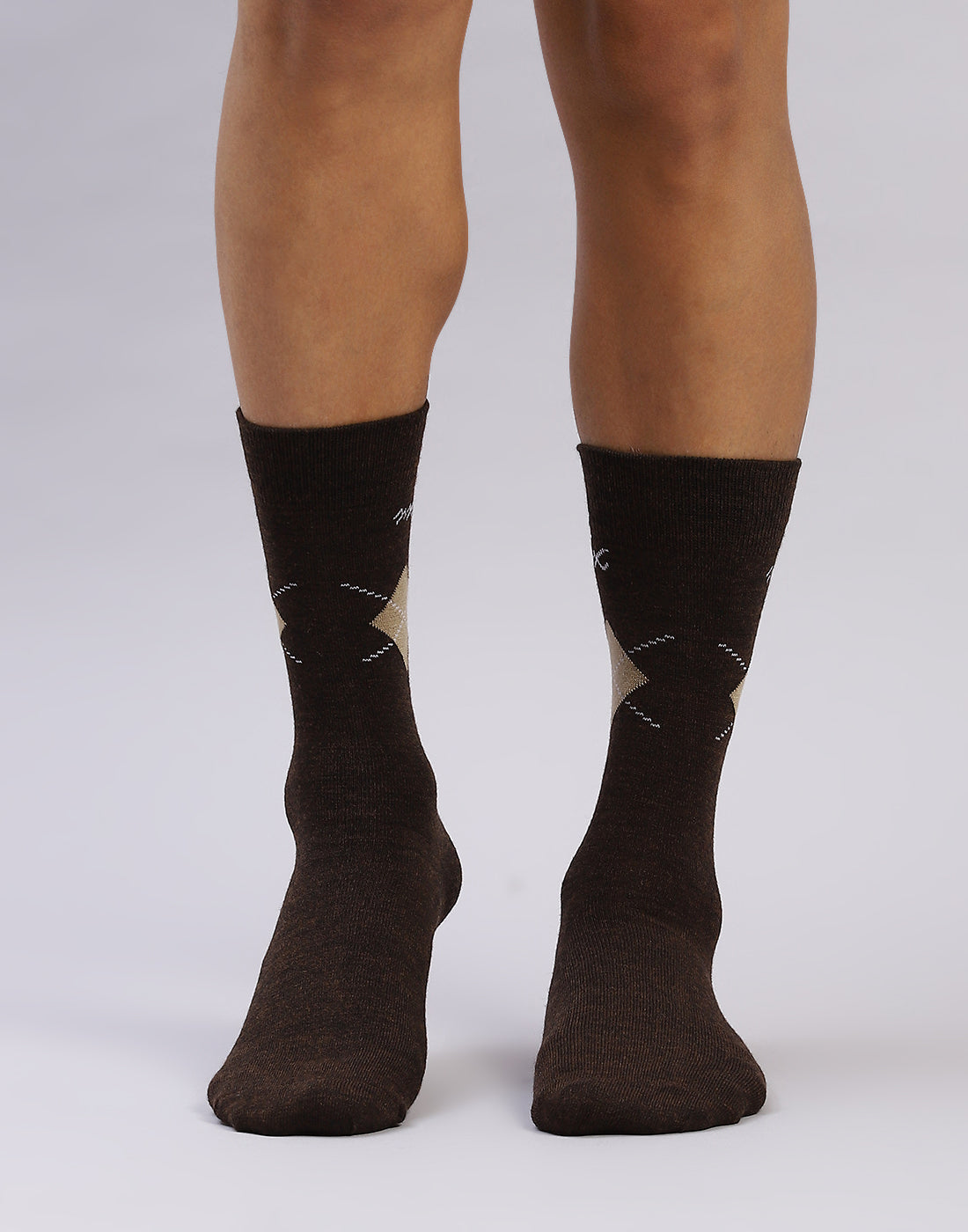 Men Cotton Blend Self Design Calf Length Socks (1 Pair)