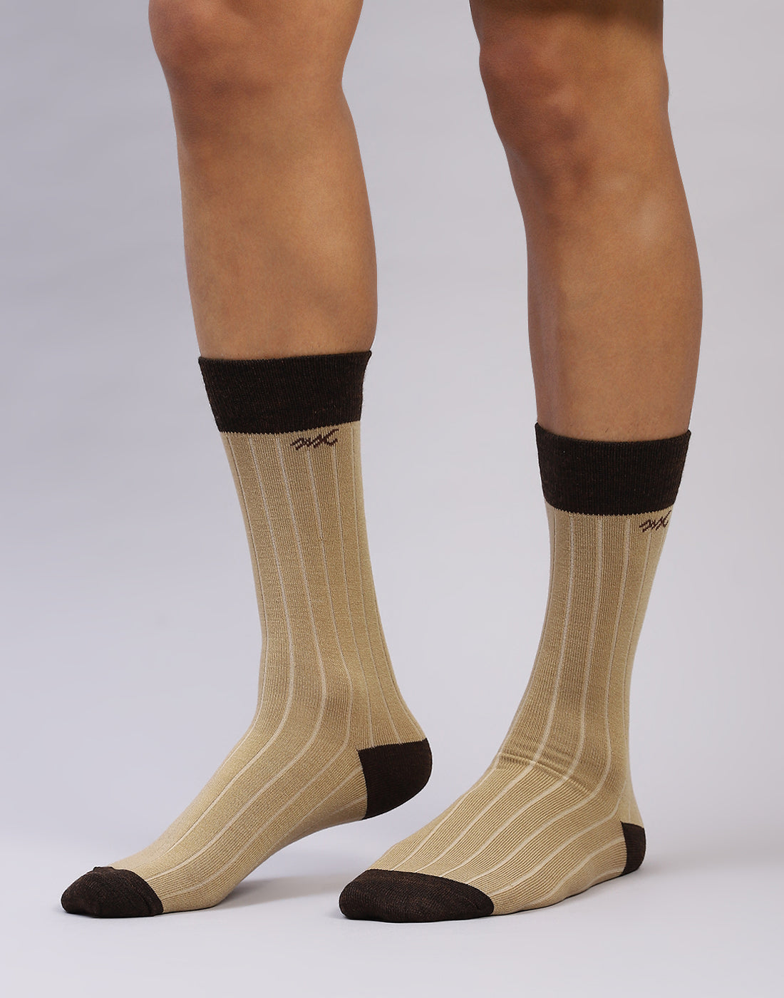 Men Cotton Blend Self Design Calf Length Socks (1 Pair)