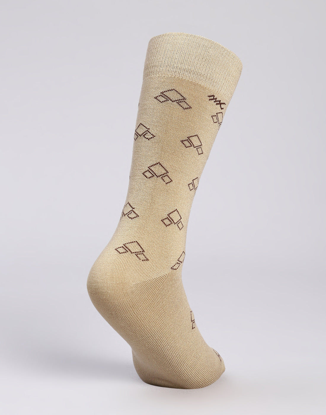 Men Cotton Blend Self Design Calf Length Socks (1 Pair)