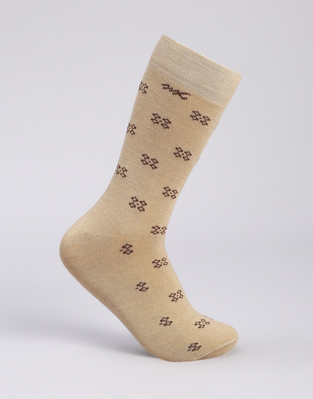 Men Cotton Blend Self Design Calf Length Socks (1 Pair)