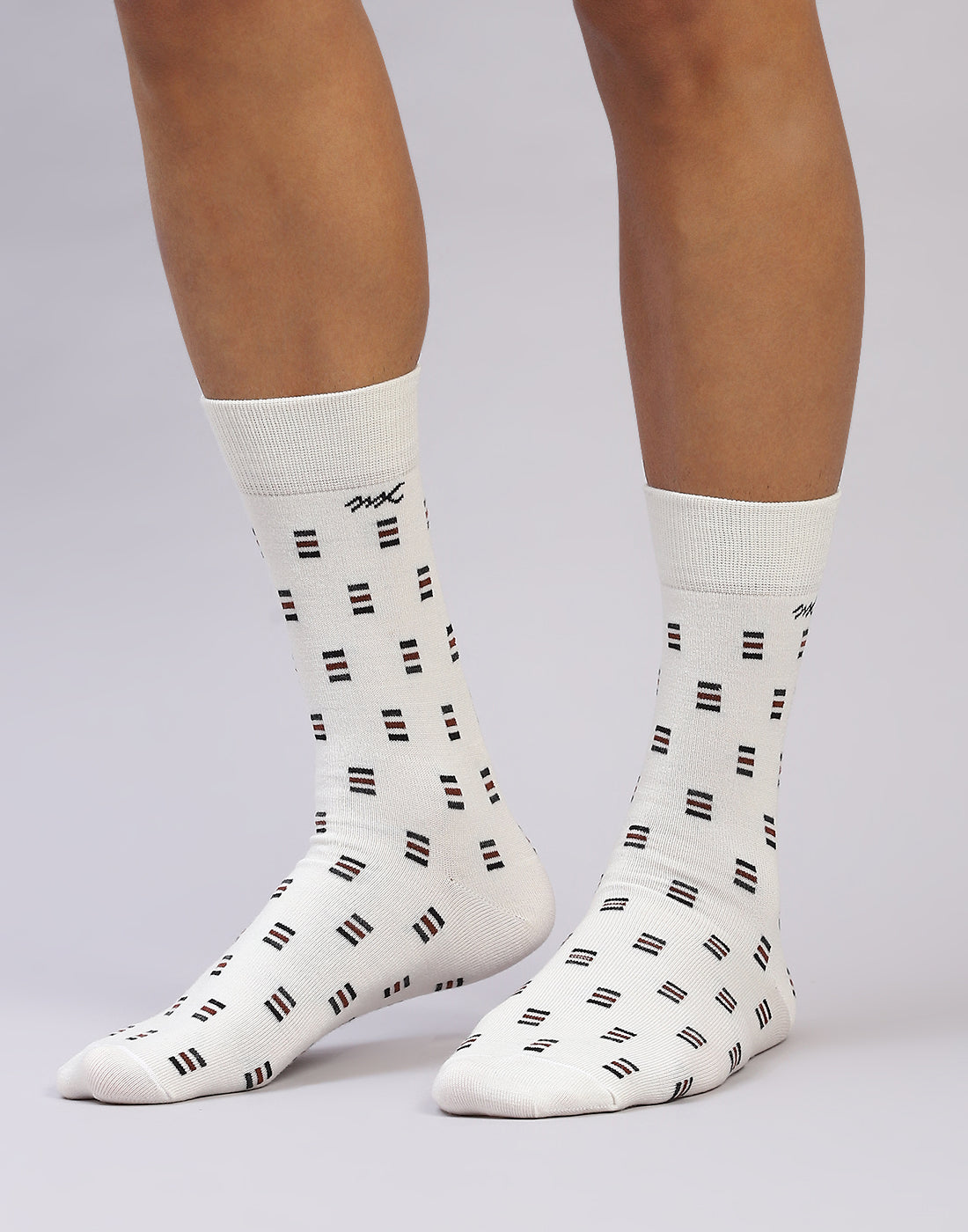 Men Cotton Blend Self Design Calf Length Socks (1 Pair)