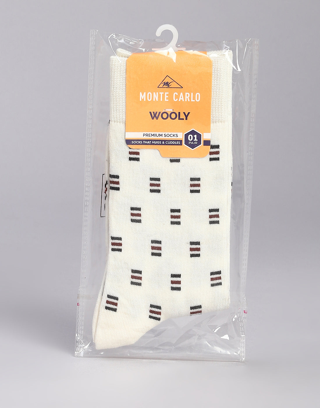 Men Cotton Blend Self Design Calf Length Socks (1 Pair)