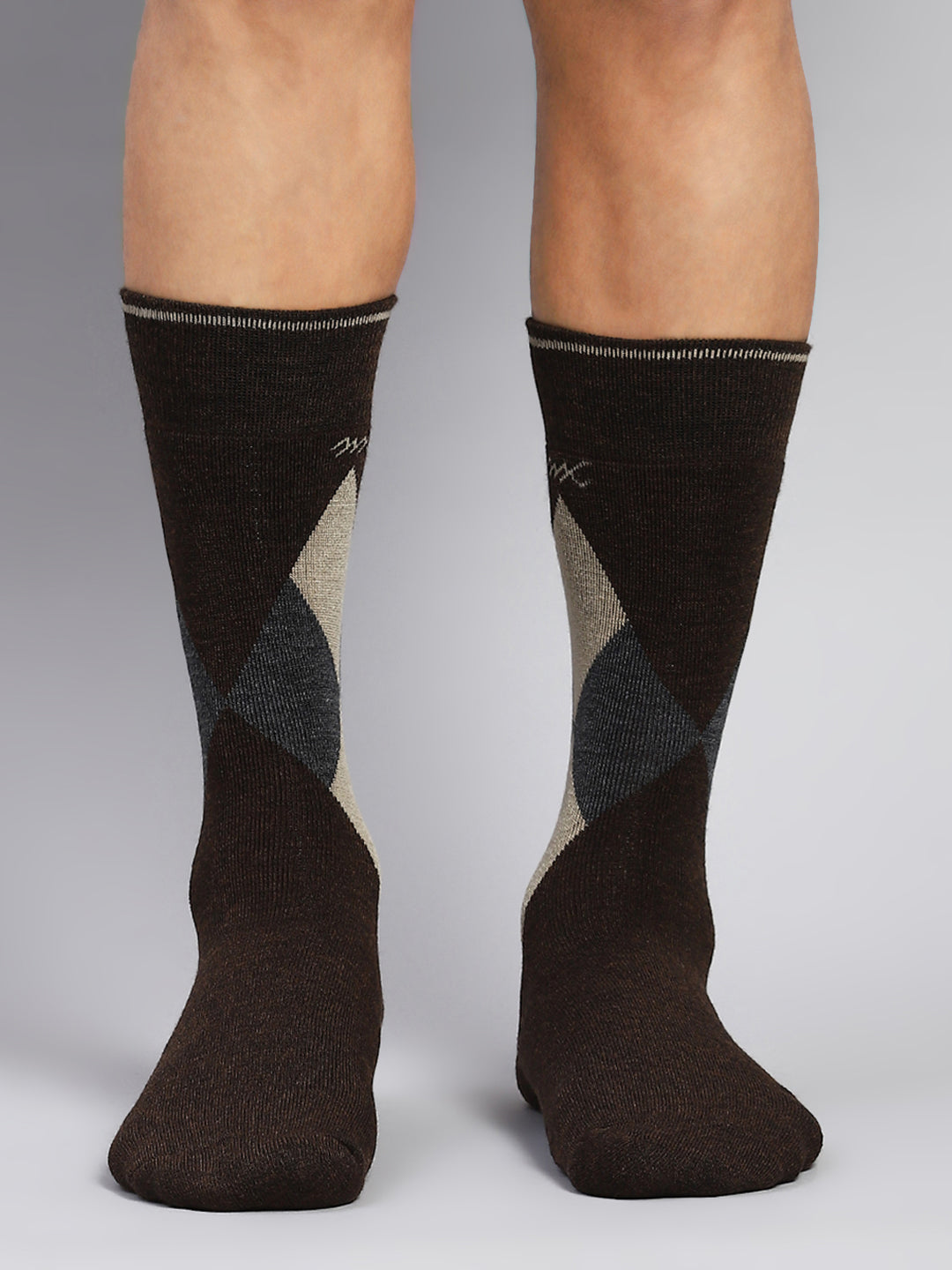 Men Wool blend Check Calf Length Socks (Pack of 2)