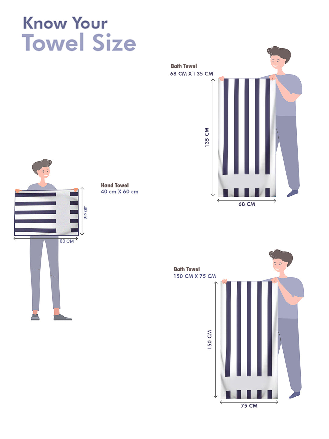 Blue & Brown Cotton 525 GSM Towel Set Pack of 4 (2 Bath & 2 Hand Towels)