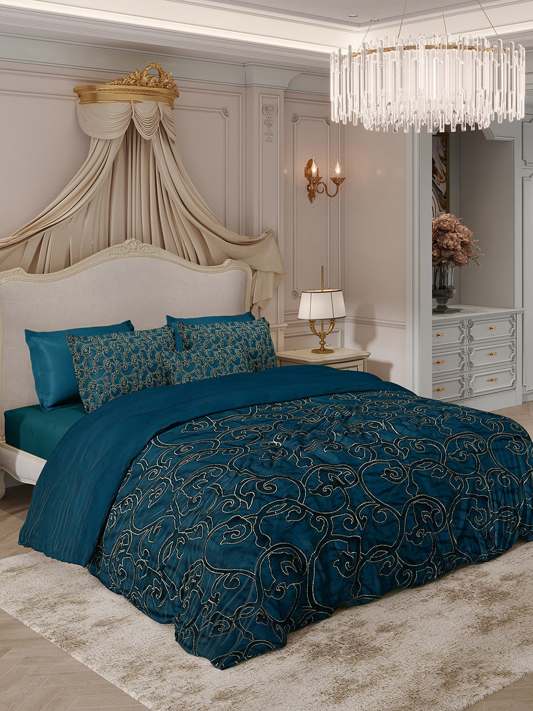 400 TC Cotton King Size Luxury 10 Pc Bedding Set (Matrix)