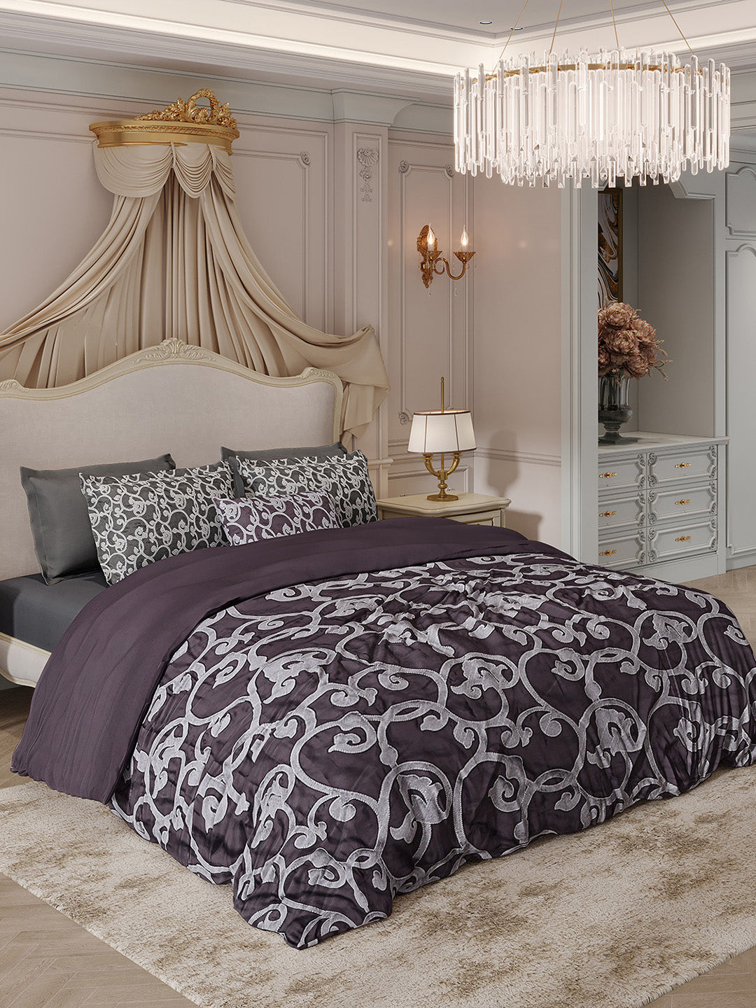 400 TC Cotton King Size Luxury 10 Pc Bedding Set (Matrix)