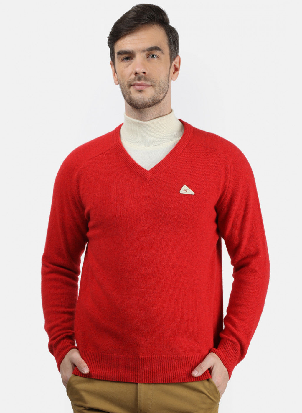 Men Red Solid Pullover