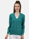 Women Sea Green Solid Cardigan