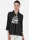 Womens Black & White Printed Top