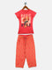Girls Dark Pink Printed Capri Set