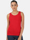 Womens Red Plain Spaghetti