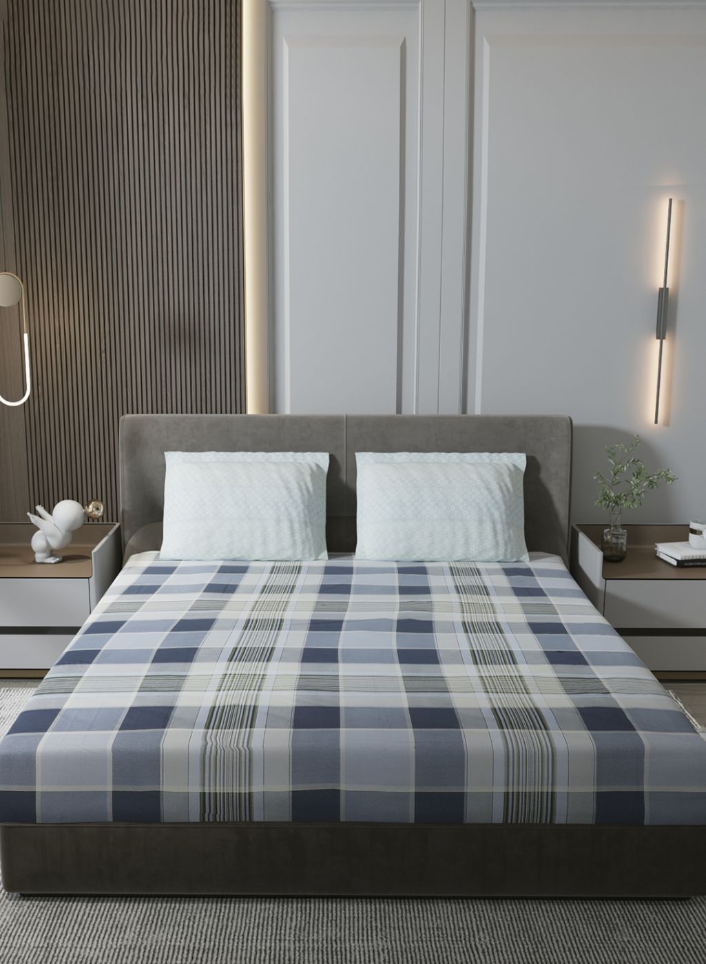 200TC Pure Cotton King Bedsheet with 2 Pillow Covers