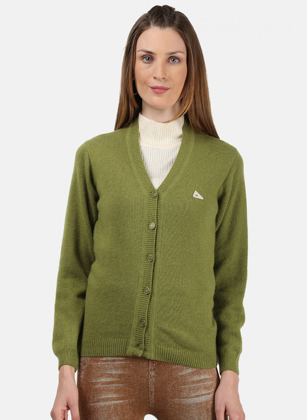Women Green Solid Cardigan