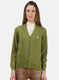 Women Green Solid Cardigan
