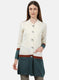 Women Off White Solid Cardigan
