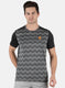 Men Black Self Design Round Neck T-Shirt