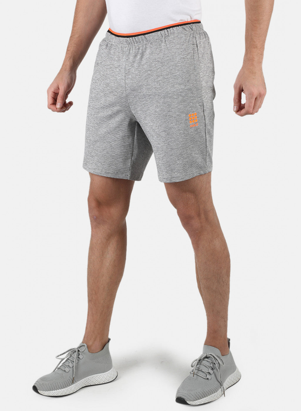 Men Grey Self Design Shorts