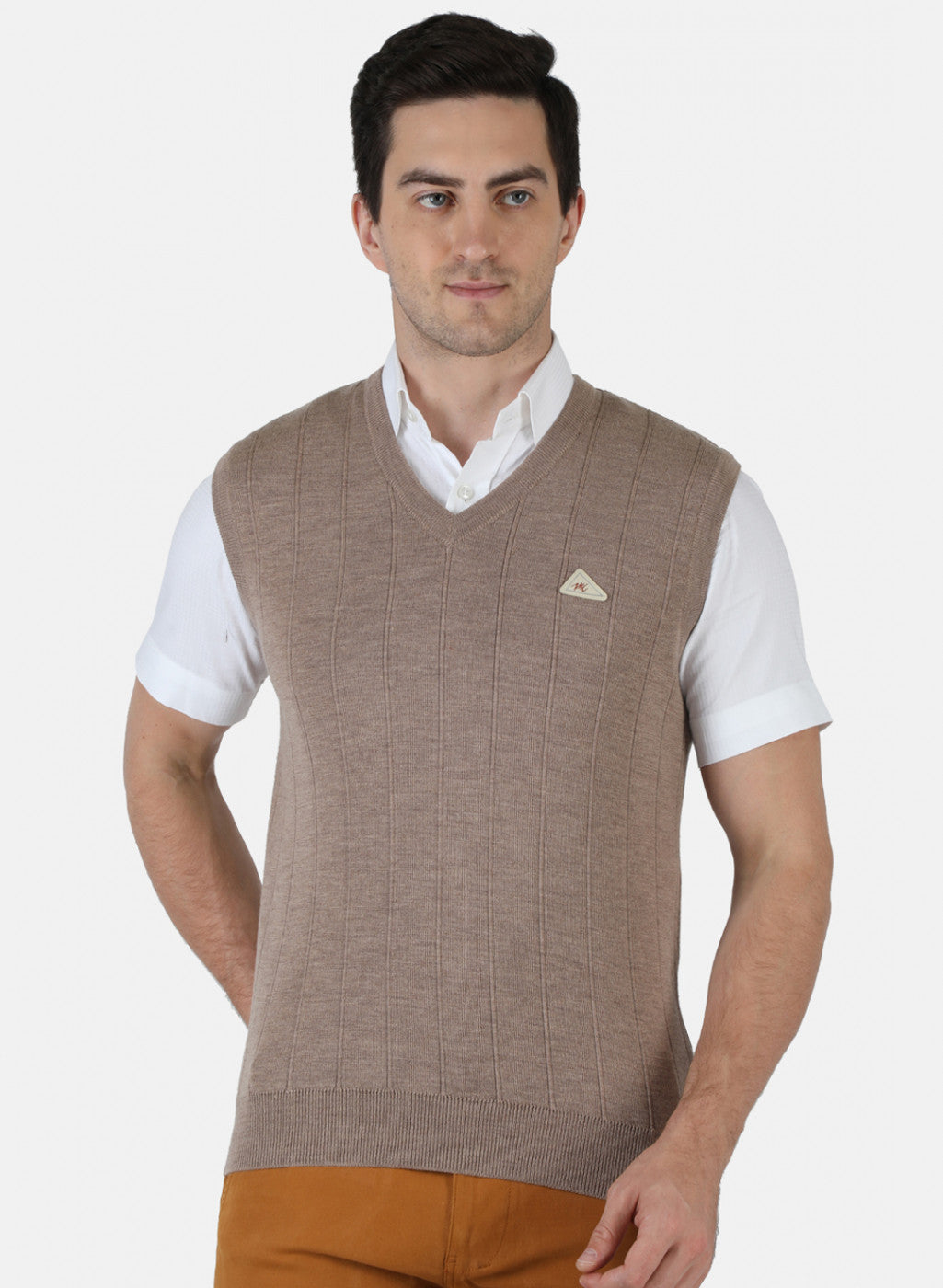 Men Brown Solid Sweater