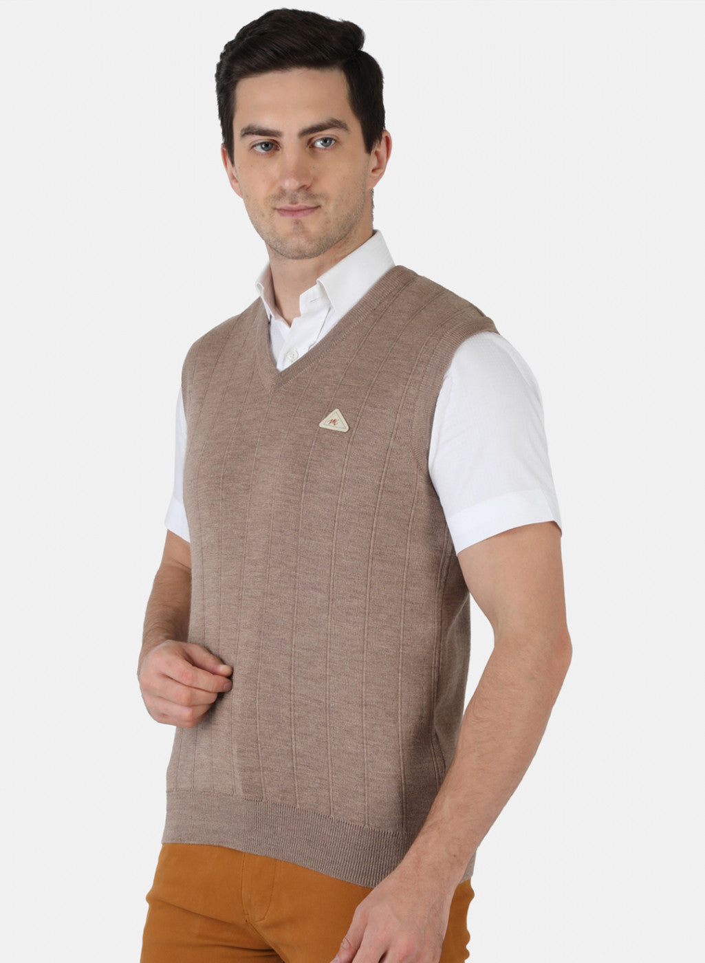 Men Brown Solid Sweater