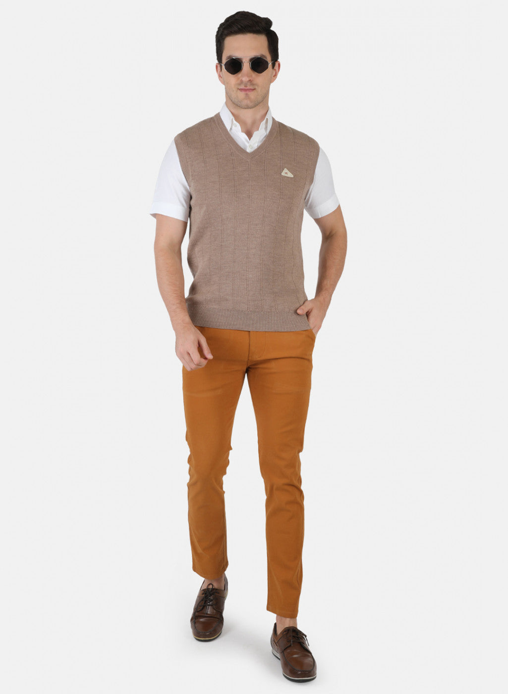 Men Brown Solid Sweater