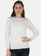 Women White Solid Top