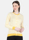 Women Yellow Self Design Cardigan