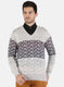 Men Brown Self Design Pullover