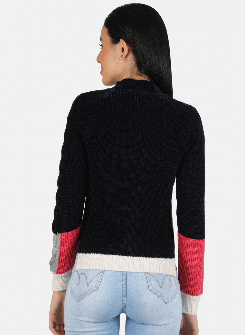 Women Navy Blue Self Design Top