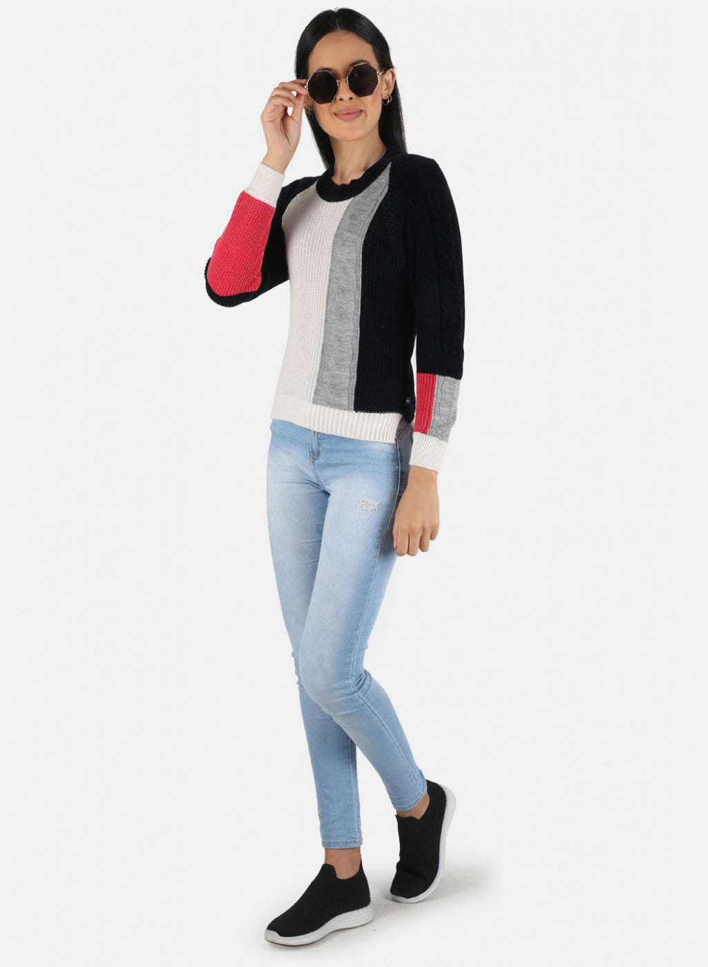 Women Navy Blue Self Design Top