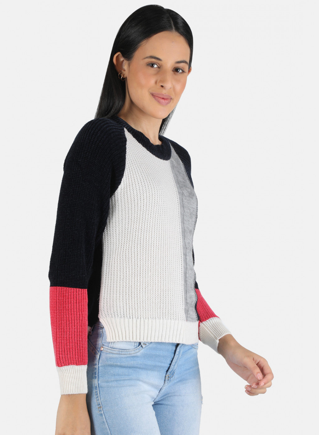 Women Navy Blue Self Design Top