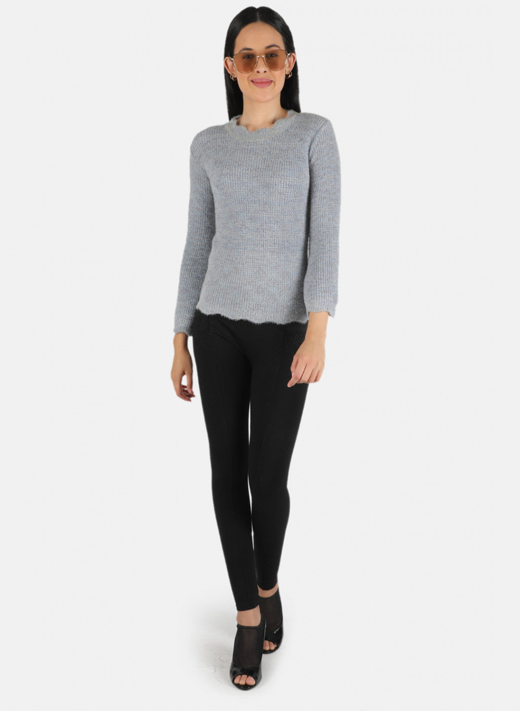 Women Blue Self Design Top