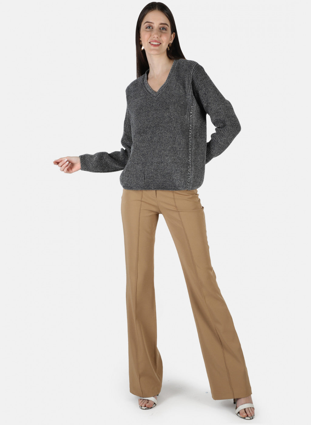 Women Grey Self Design Top