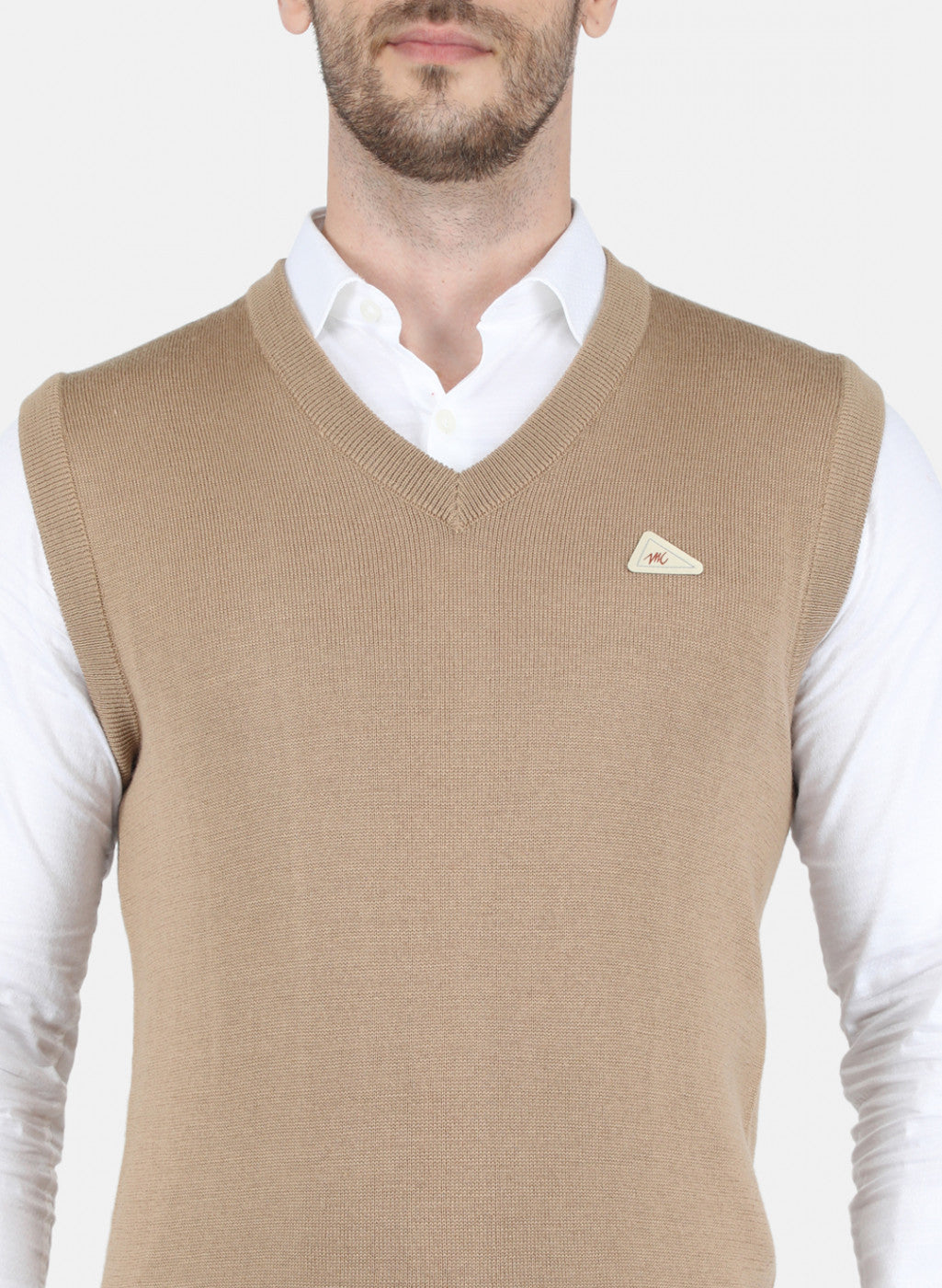 Men Beige Solid Sweater