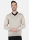 Men Beige Solid Pullover