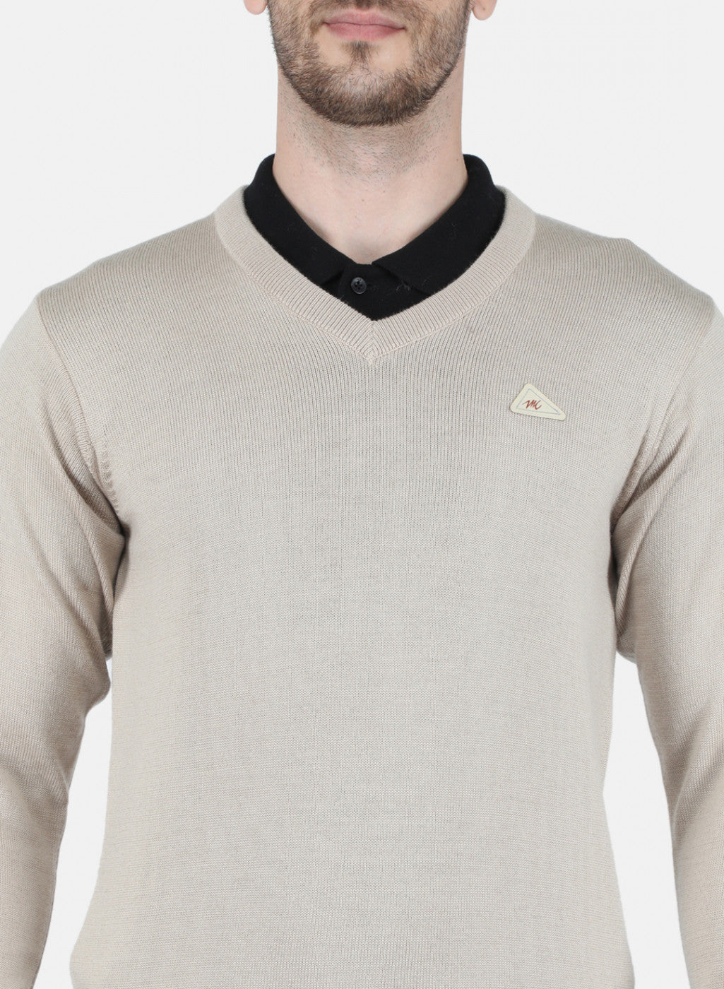 Men Beige Solid Pullover