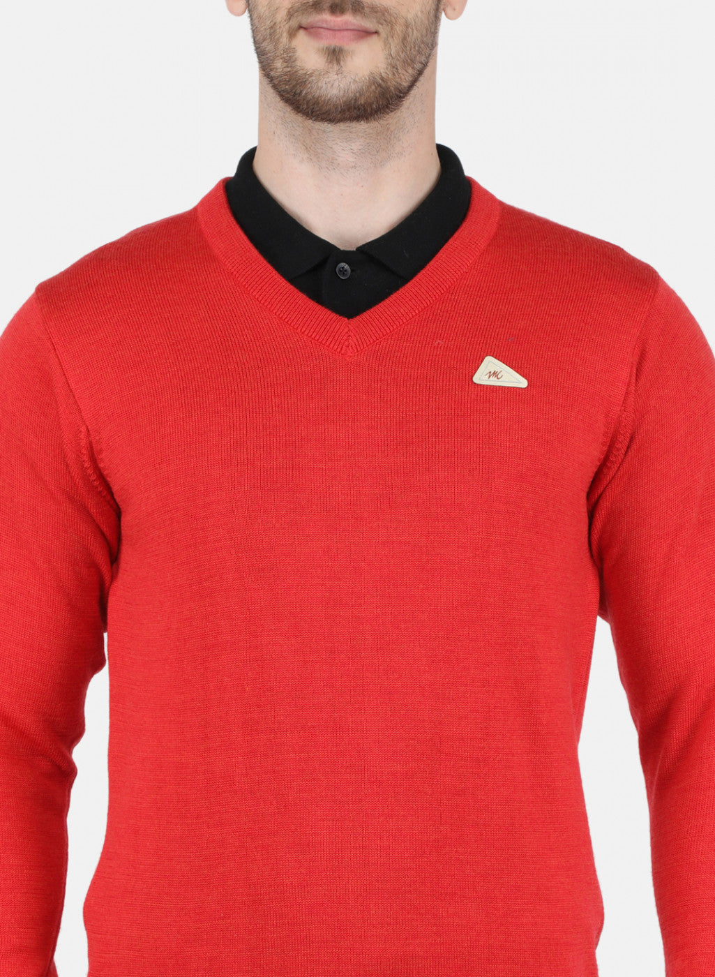 Men Red Solid Pullover