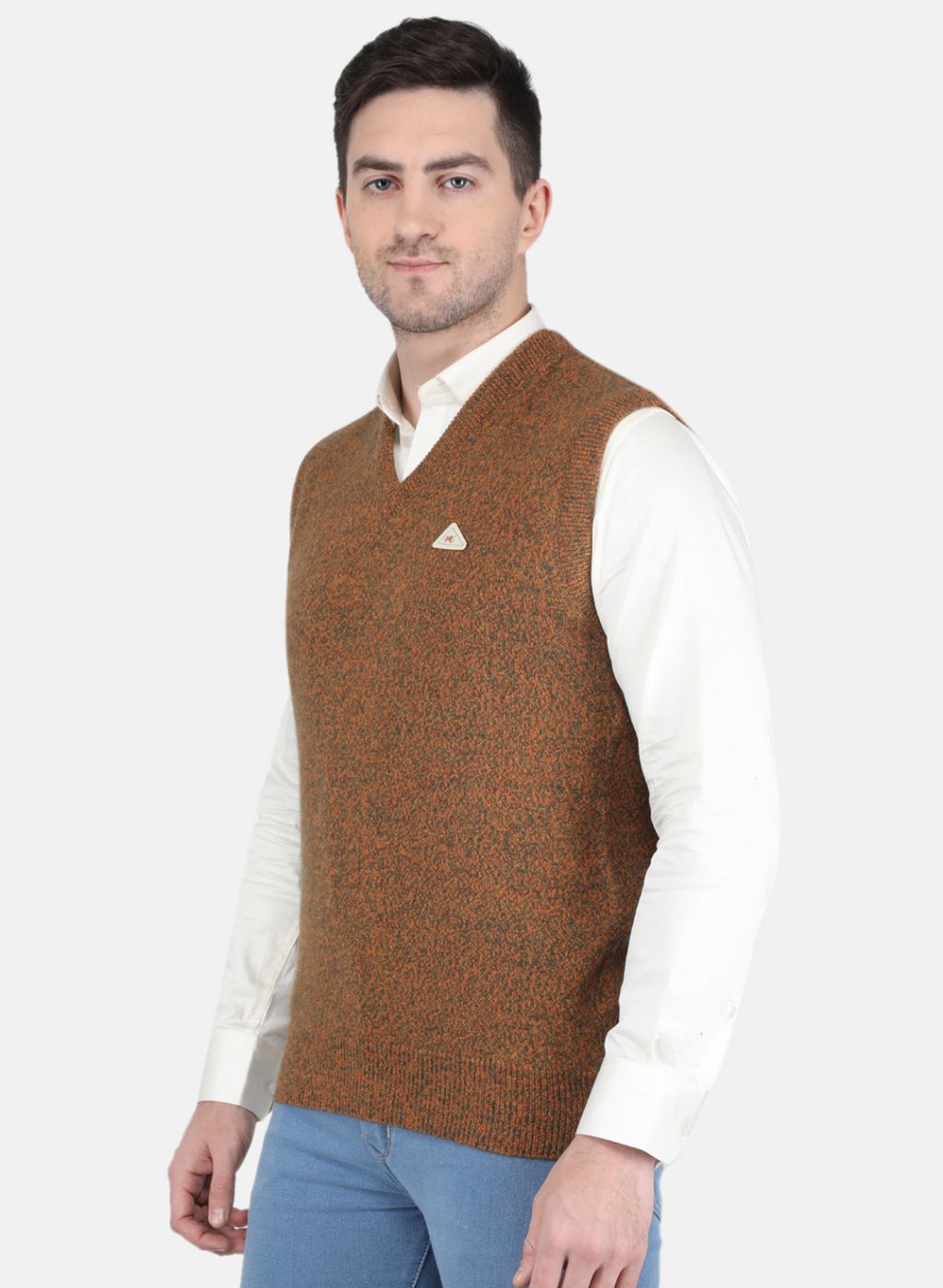 Men Orange Solid Sweater
