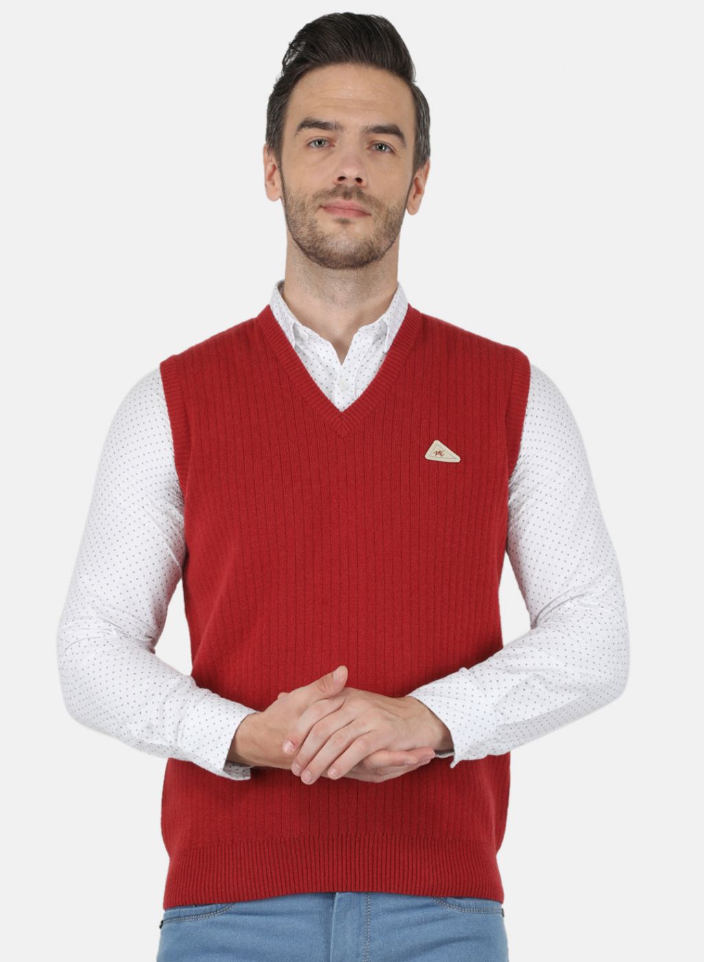 Men Orange Solid Sweater