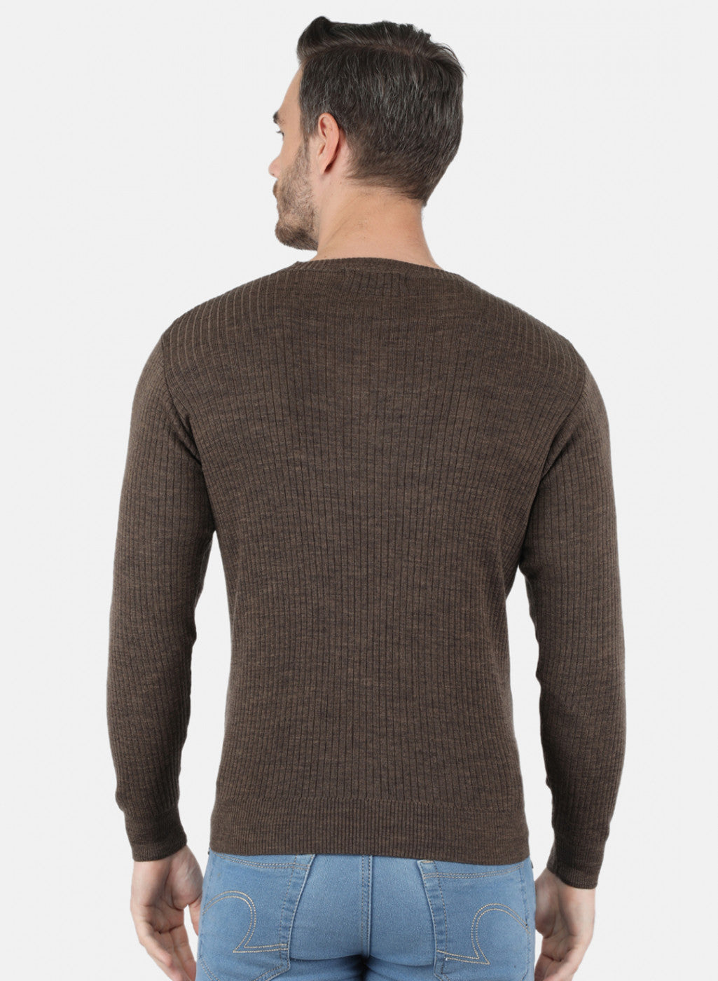 Men Brown Solid Pullover