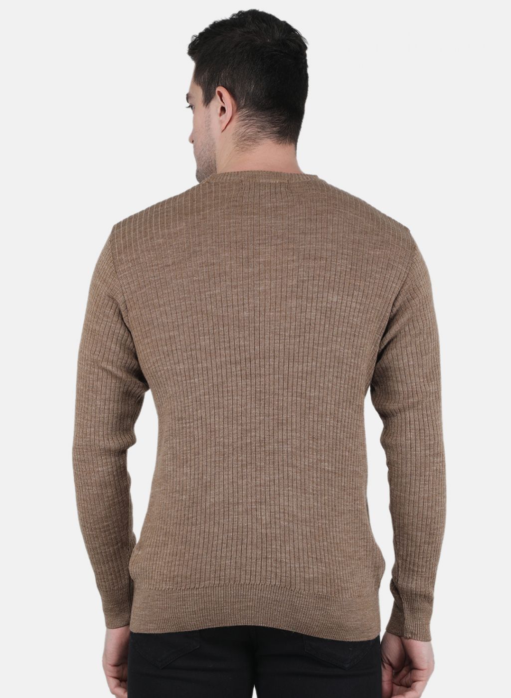 Men Khaki Solid Pullover