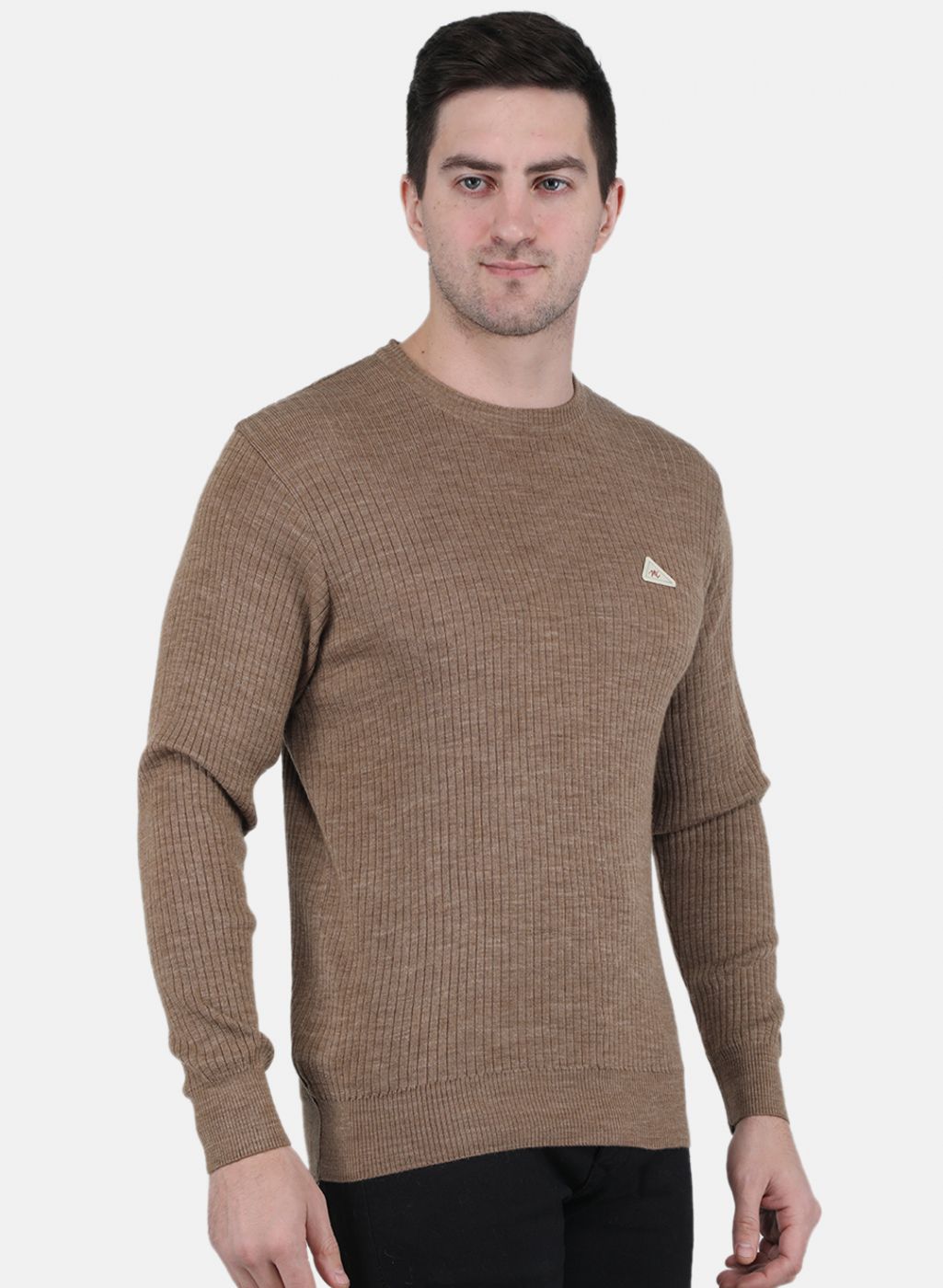 Men Khaki Solid Pullover
