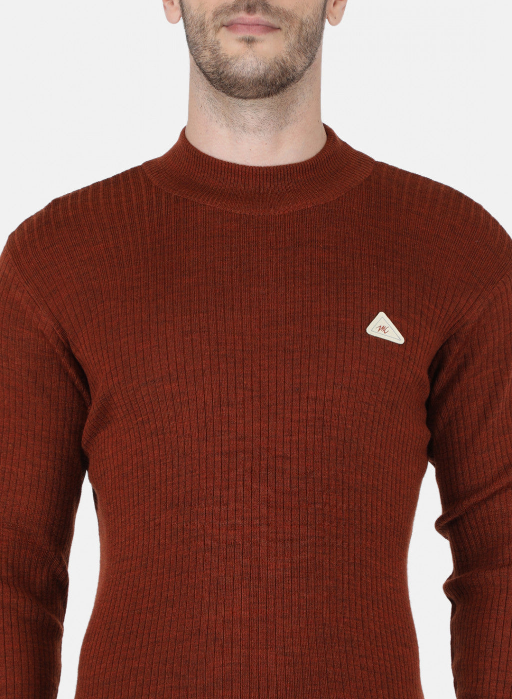 Men Rust Orange Solid Pullover