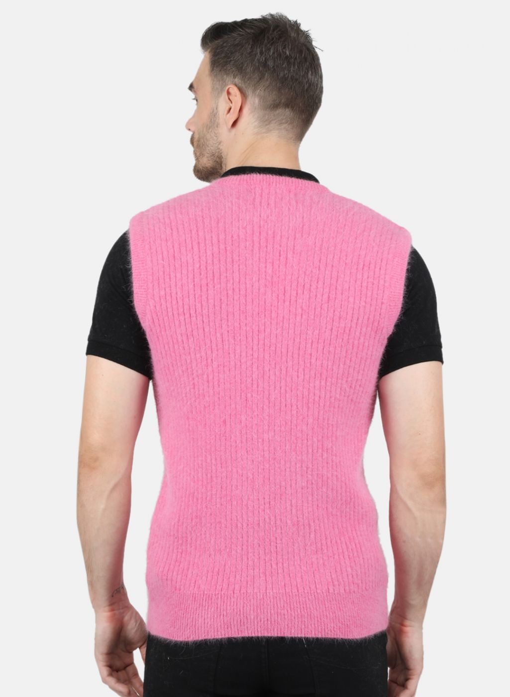 Men Pink Solid Sweater