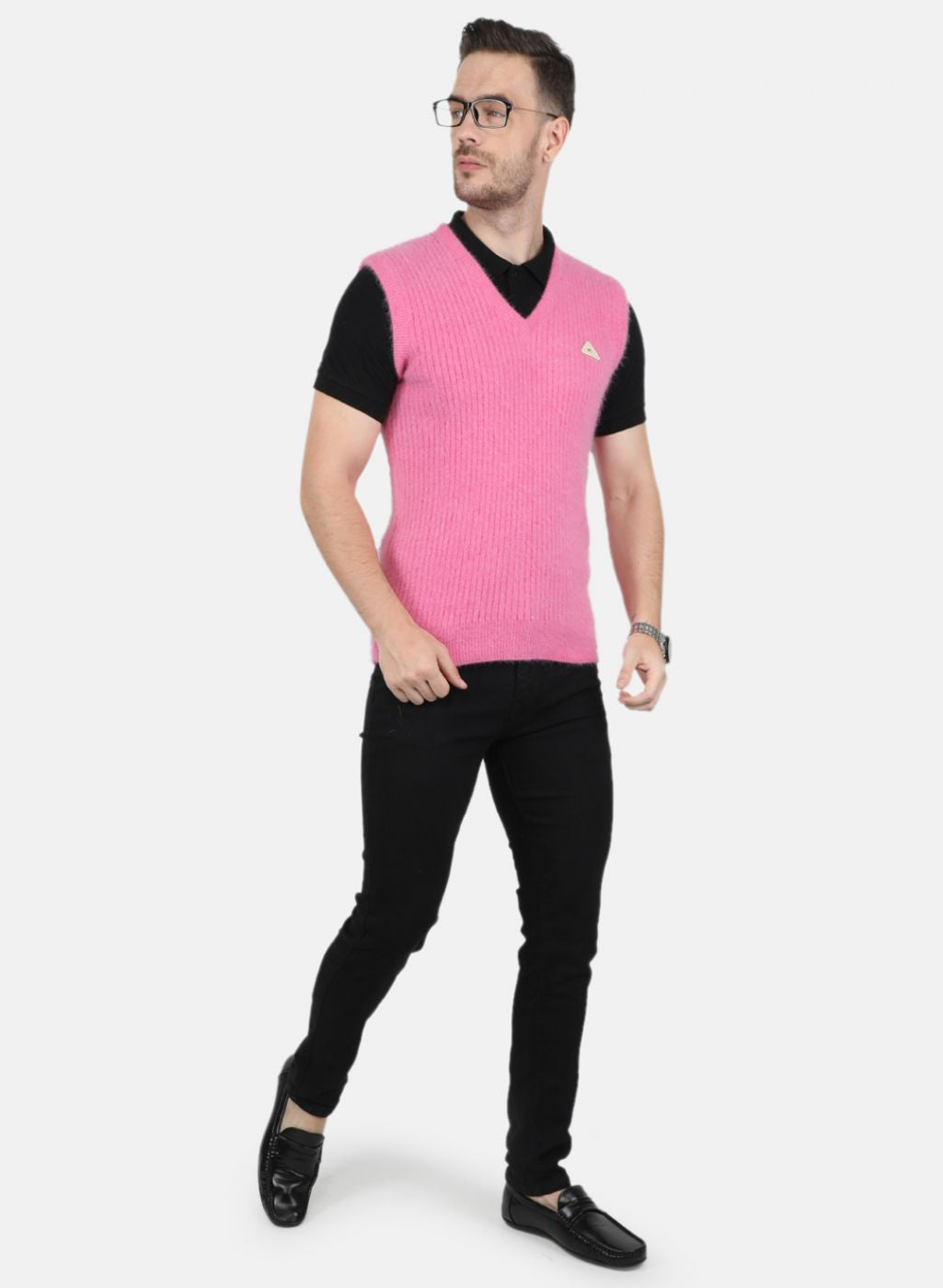 Men Pink Solid Sweater