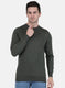 Men Olive Solid Pullover